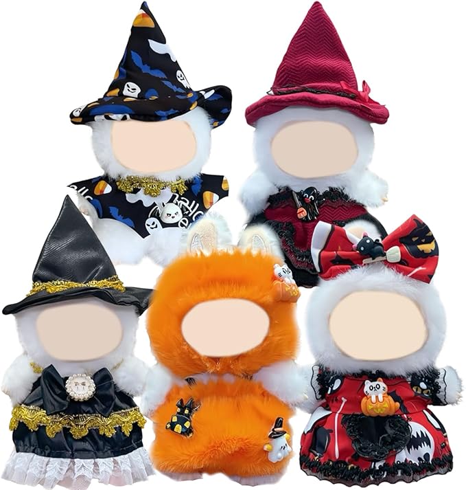 17cm Doll Clothes Set, Premium Jeans & Knitted Sweater Outfit for 17cm 15cm Dolls, Cute Dress Up Fashion, No Doll Included (Halloween Witch, 17cm/15cm)