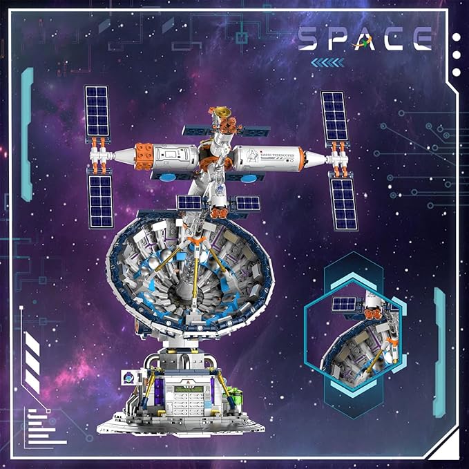 Space Radio Telescope Building Blocks Sets，Ideal Gift for Space Lovers，Radio Telescope Building Blocks Set for Exploring Space（1053PCS）-Toys Gifts for Adult