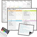 Magnetic Dry Erase Chore Chart and Calendar Bundle for Fridge - Chore Chart for Multiple Kids,Monthly Calendar,One Bonus to-do Whiteboard and 6 Extra Fine Tips Markers Included!