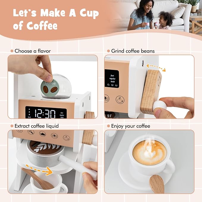 Costzon Corner Play Kitchen, Wooden Kids Kitchen Playset with Lights & Sound, Coffee Maker, Washing Machine, Oven, Microwave, Toddler Toy Kitchen for Pretend Play, Gift for Boys Girls 3+ (White)