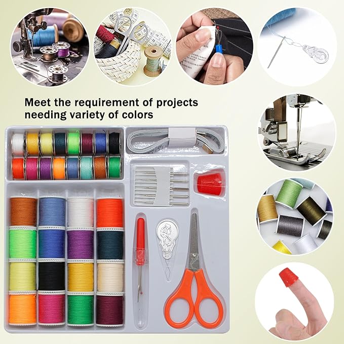 Sewing Kit, 42 Premium Sewing Supplies Portable Sewing Supplies Accessories Contains Thread, Needle, Scissors, Measure Tape, for Mom Grandma Friend Adults Beginner Kids Traveler