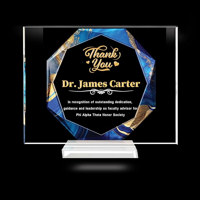 Custom Engraved Acrylic Employee Recognition Award – Personalized Appreciation Trophy for Corporate Excellence – Desk Display Plaque with Free Customization (Style #7)
