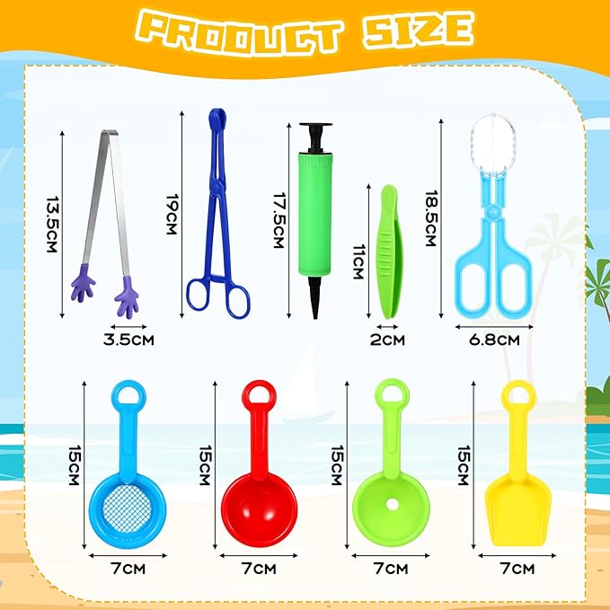 Wettarn 9 Pcs Sensory Bin Filler Fine Motor Skills Handy Scooper Set Sensory Bin Tools, Include 4 Scoops, 2 Tweezers, Scissors Clips, Plastic Forceps and Air Pump for Sorting Counting