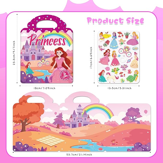Sticker Books for Toddlers 2-4 Years, 5 Sets Reusable Sticker Books for Toddlers 1-3, Jelly Toddler Stickers Travel Toys for Ages 2+ Kids Boys Girls Halloween Birthday Christmas