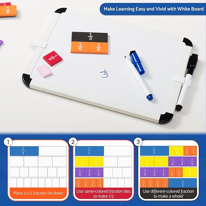 Montessori Math Magnetic Tiles Classroom Essentials Foam Tiles for Kids to Learn Fraction Equivalence and Math manipulatives Great Learning Resources for The Homeschool Curriculum