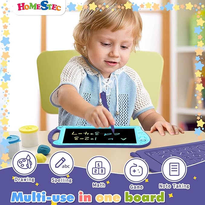 HOMESTEC Astrodraw Drawing Pad Toys, Colorful LCD Writing Tablet for Kids, Doodle Board for Toddlers 3 4 5 6 Years Old, Travel Sensory Space Toy for Boys Girls, Birthday Gift Idea,2pc