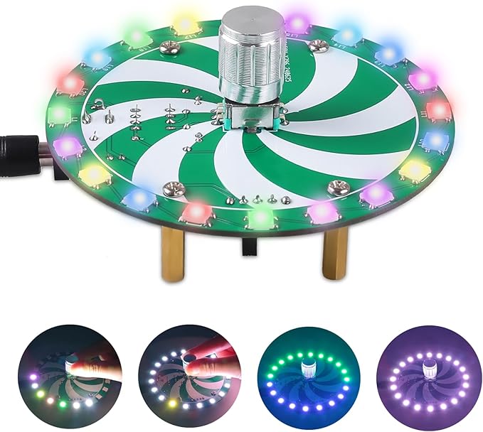 Soldering Learning Kit, ICSTATION WS2812B RGB LED Light Soldering Practice Kit With Knob Control 7 Adjustable Light Modes Soldering Project for Back to School Students STEM Education