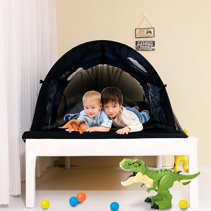 Kids Bed Tent Twin Beds - Zoos and Cars Wonder Play Tents Boys Girls Ventilated Indoor Play Tent Children Promotes Independent Play, Stimulates Imagination Set-Up Playhouse (Dinosaur)