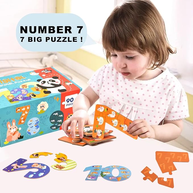 Wooden Floor Puzzles for Kids Ages 3-5,Montessori Preschool Educational Learning Alphabet Puzzle & Animal Puzzle for Preschool Toddler Boys Girls Ages 3+