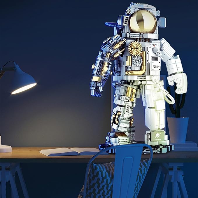 GoolRC Space Astronaut Building Block Set, 1078 Pcs Half Mechanical Astronaut Building Kit with Display Stand, Educational STEM Spaceman Building Kits Gifts for Teen