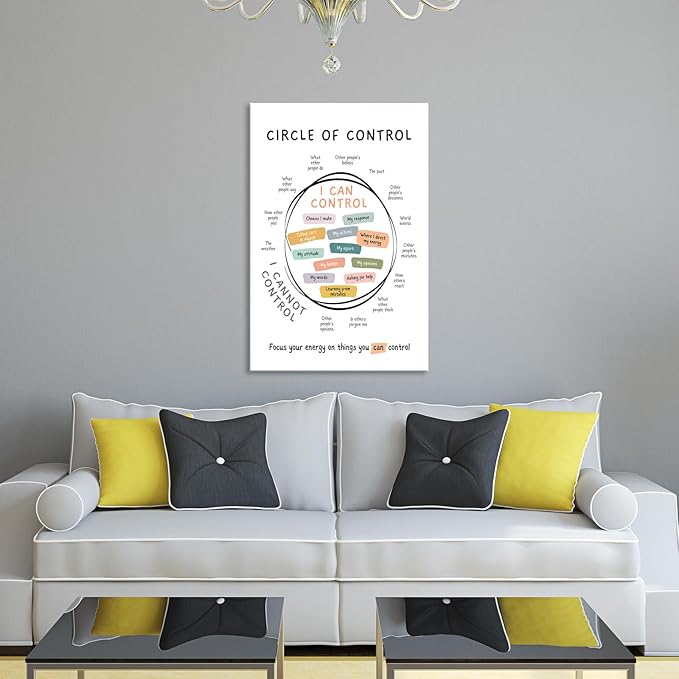 Circle Of Control Poster What I Can And Cannot Control Therapy Office Wall Art Kids Mental Health Poster Calm Down Corner School Decor 16x24in Framed
