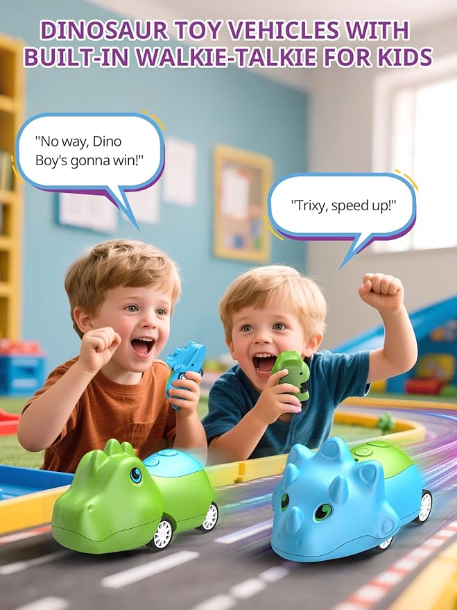 Dinosaur Kids Walkie Talkies 2 Pack, Toys for Boys Girls Age 3 to 5 7, 48H Playtime, Fun for Home or Yard, T-Rex Rechargeable Gift Birthday Christmas Camping Toddlers