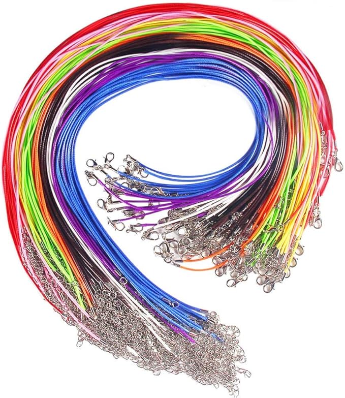 Paxcoo 100 Pcs 18 Inches Waxed Cotton Necklace Cord for Jewelry Making Mix Color