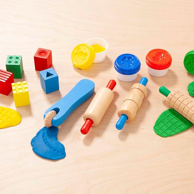 Melissa & Doug Shape, Model, and Mold Clay Activity Set - 4 Tubs of Modeling Dough and Tools
