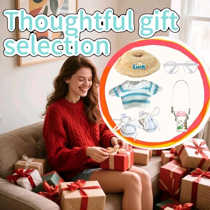 15cm & 17cm Doll Clothes Outfits Set - Premium Dress Up Bundle with Exquisite Accessories | Soft Fabric Fashion Doll Costume for 15-17cm Dolls (Blue Sweater-5)