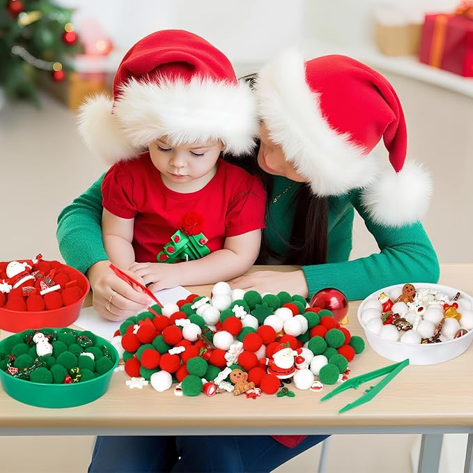 170 Pcs Christmas Sensory Bin Items Christmas Miniature Figurines Counting Sorting Sensory Bin Filler Xmas Resin Fine Motor Red Green Counts for Xmas Counting Decor