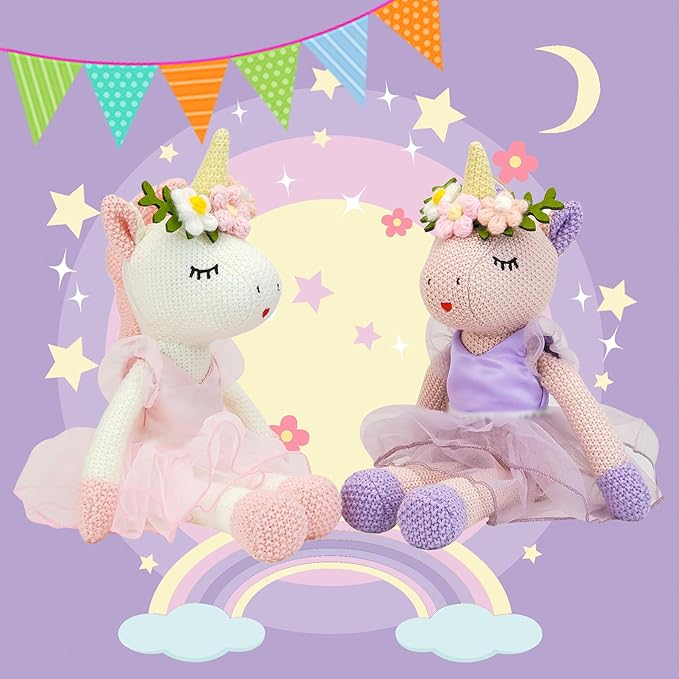 Unicorn Stuffed Animals Plush Ballerina Baby Doll, U nicorn Toys for Girl Age, Stuffed Animals for Girl Birthday Gifts U nicorn Decorations for Girls Toys(Pink)