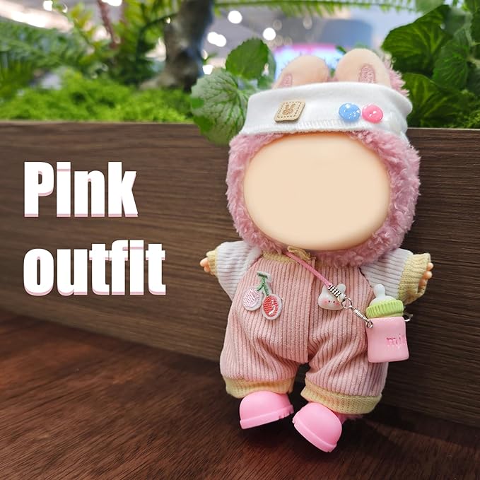 17cm Doll Clothes Set, Cute Girls Doll Outfits Set , 4 PCS Pink Jumpsuits Outfits Exquisite Accessories