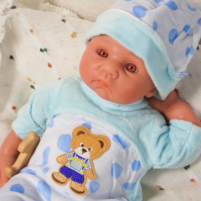 Reborn Baby Dolls Silicone Full Body 15.4in Weighted Real Life Open-Eyes Boy Dolls Lifelike Newborn Baby Soft Body Flexible Limbs Not Vinyl
