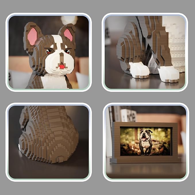 Animal Dog Model Pet French Bulldog Micro Building Blocks Set with Secret Hidden Storage Box Inside,Ideal Toy for Dog Lovers, Kids & Adults.