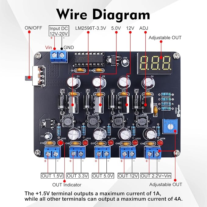 DIY Power Module Soldering Kit, PEMENOL LM2596 Universal 1.5V/3.3V/5V/12V/Adjustable Voltage Output Power Supply Module for School College Electronic DIY Soldering Practice Experiments and Testing