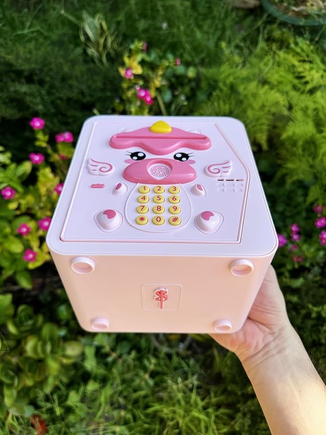 Piggy Bank for Kids - Electronic Money Saving Box w/Code Fingerprint - ATM Safe Toy - Coin Bank Girl Toys for Ages 3 4 5 6 7 8 9 10 Year Old - Birthday Xmas Ideal Gifts for Girls (Pink Unicorn)