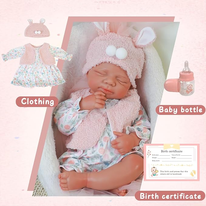 Reborn Baby Dolls Silicone Full Body 18.89in Weighted Real Life Closed-Eyes Girl Dolls Lifelike Newborn Baby Soft Body Flexible Limbs Not Vinyl
