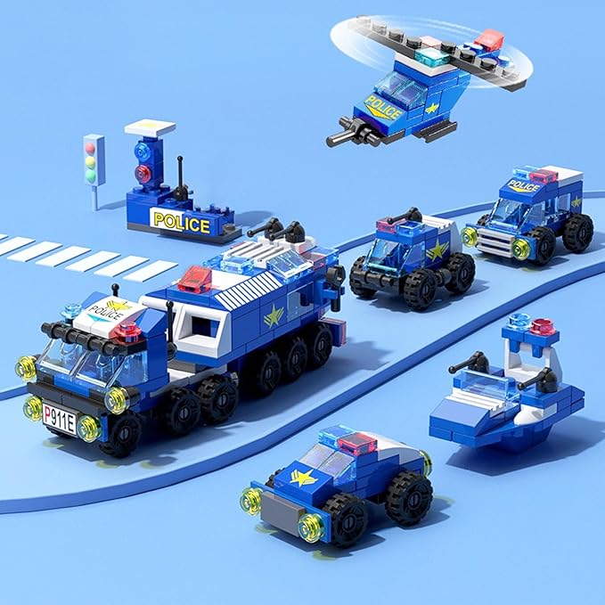 Police Car Toy Building Set for Kids Ages 5-12 | 147-Piece Construction Toy with Moving Wheels Car Chase Adventure Playset