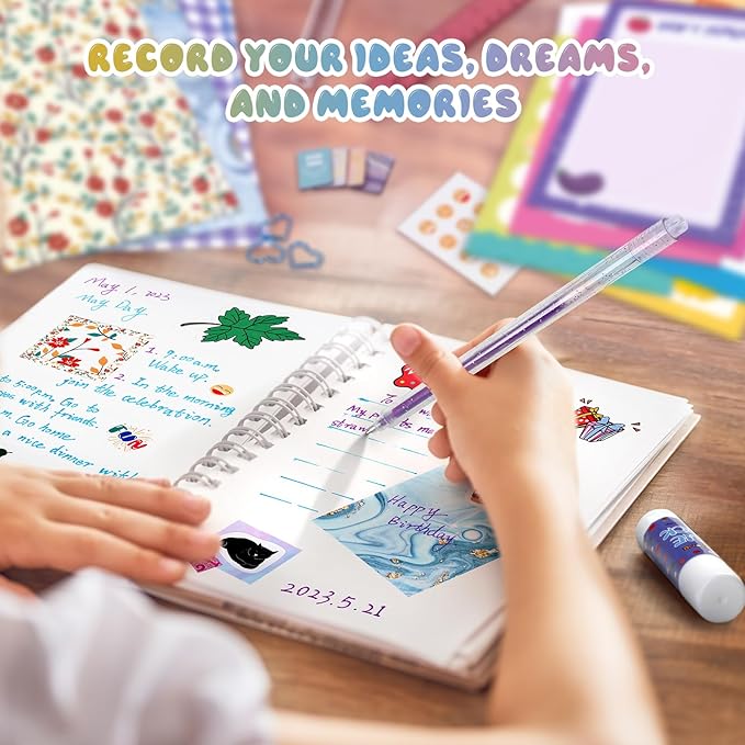 PERRYHOME DIY Journal Kit for Girls Ages 8-14, DIY Girl Journal Set for Teenage Girls Scrapbook & Diary Kits, Journaling Art Crafts Kit Teen 8 9 10 11 12 13 14 Year Old Girl Birthday Gifts - Purple
