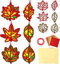 36 Set Fall Maple Leaves Suncatchers Crafts for Kids DIY Autumn Window Tissue Paper Crafts Kit Thanksgiving Maple Hanging Decor for Fall School Home Activity Art Project Birthday Party Favor Gift