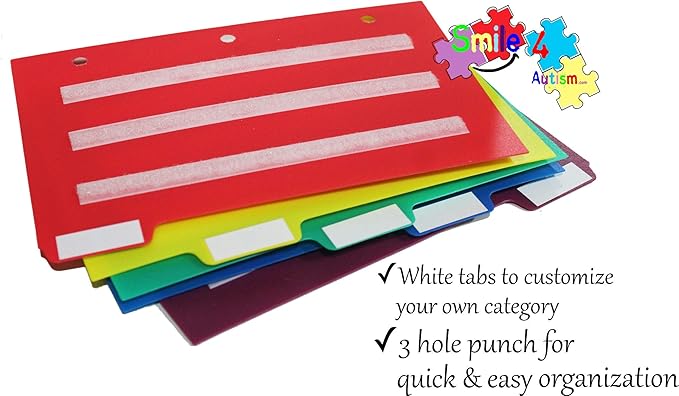 Smile4autism Small 7x9" tools Perfect to Keep Your Loose Visual Picture Cards Organized. Autism ABA, ADHD, Language & Apraxia Aspergers