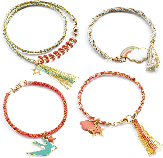 DJECO Beads and Jewelry Craft Kit, Celeste - Create Your Own Friendship Bracelets w/Colorful Beads - Fun & Creative for Family & Friends - Educational Arts & Crafts for Children Ages 8+ Years