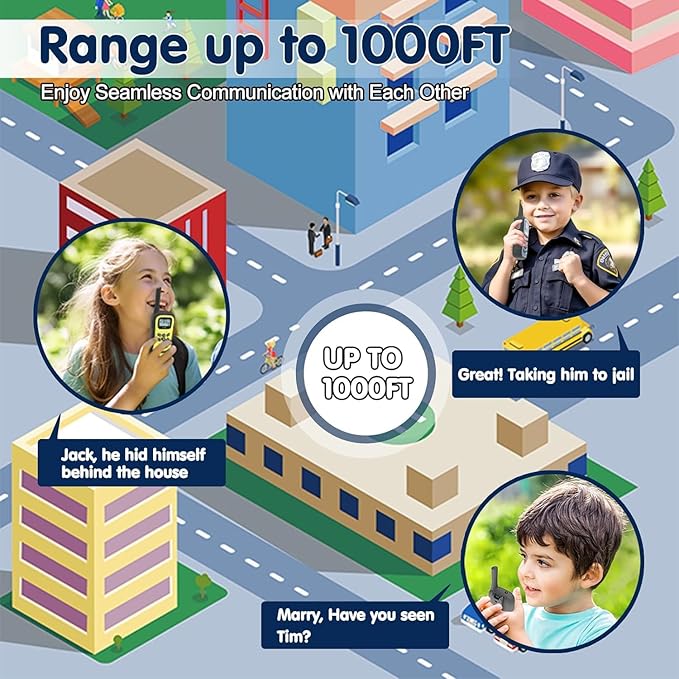 QUOLIX Walkie Talkies for Kids Rechargeable, Kids Walkie Talkie with Flashlight VOX Function, Great for Camping, Hiking, Outdoor Play, for Boys and Girls Ages 3 12. (2 Pack)