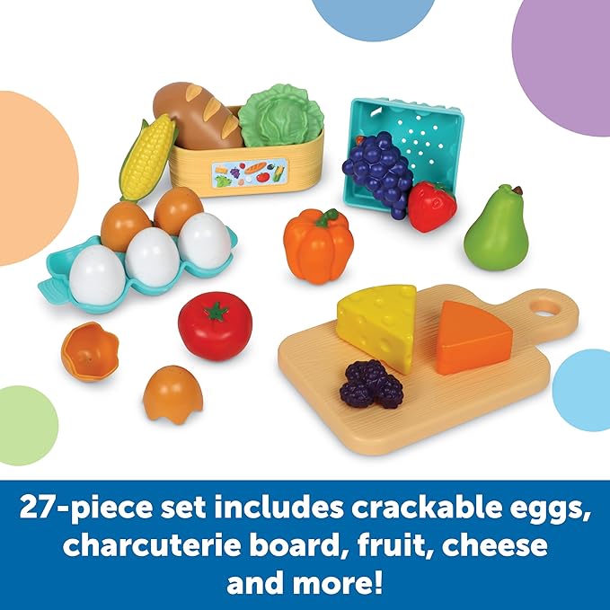 Learning Resources New Sprouts Farm-to-Table Fresh Market - Play Food for Kids Kitchens, Grocery Store, Gifts for Boys and Girls, Ages 18 Months+,27 Pieces