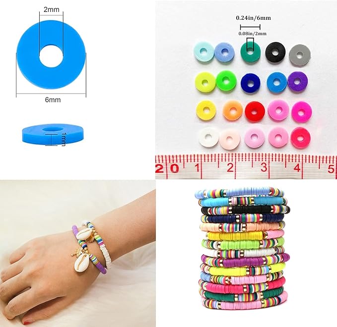 3000Pcs Clay Beads Flat Round Polymer Bead Vinyl Heishi Beads Flat Round Polymer Bead for Jewelry Making Necklace Bracelet (08-Light Pink)