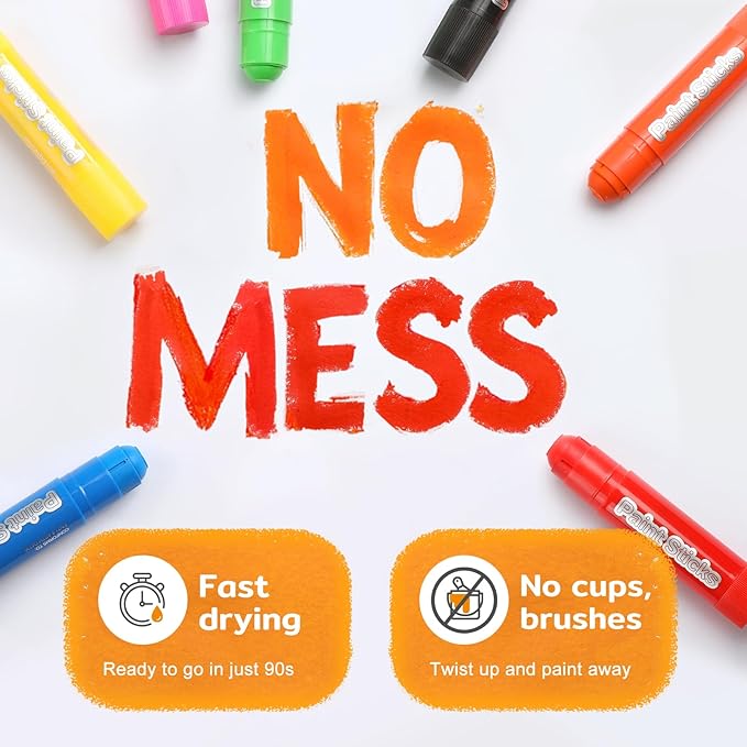 36 Colors Tempera Paint Sticks, No Mess, Quick-Drying & Non-Toxic Art Supplies, Easy-Grip for Toddlers and Kids, Works Great on Paper, Wood, Glass, Canvas, Gifts for Drawing on Various Objects