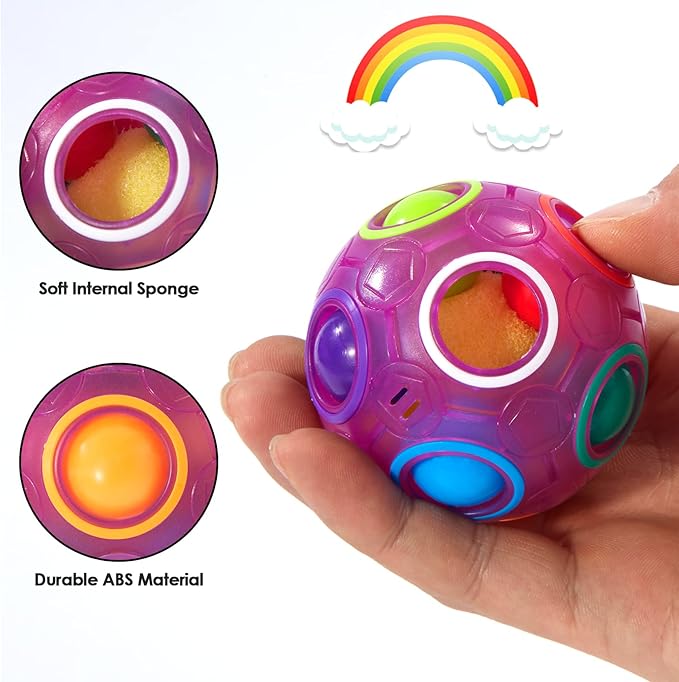 Vdealen Magic Rainbow Puzzle Ball, Fidget Ball Puzzle Brain Teaser Fidget Toy for Boys & Girls- Birthday Party Easter Valentines Christmas Stocking Stuffers for Kids Teen & Adults(Purple)