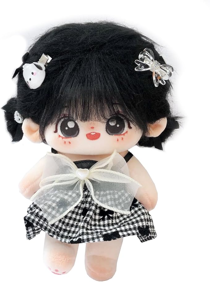 CALEMBOU Plush Doll, 20cm Cotton Doll with Skeleton, Cute Anime Plushies Soft Stuffed Dress Up Doll, Kawaii Plush Toys Rag Dolls with Clothes Gift for Girls(Doll&Clothes-XiaoWanzhi-A)