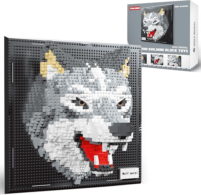 Wolf Micro Mini Building Block Sets for Adults, No Compatible with Lego, 3D Animals Wall Art Kits for Home Wall Decor & Table Display, Creative Toy Gifts for Kids Teens Boys Girls (2214 PCS)