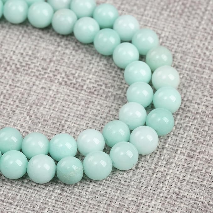 90PCS 8MM Natural Stone Amazonite Chalcedony Loose Beads for Jewelry Making DIY Bracelet Necklace 2 Strands