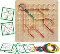 Kizh Wooden Geoboard Math Manipulative Material Graphical Geo Board Montessori Educational Toys Array Block Pattern Cards and Rubber Bands STEM Puzzle Matrix 8x8 Brain Teaser Toys