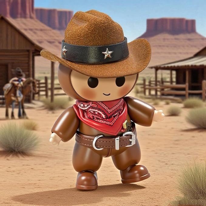 Western Cowboy Doll Clothes Set – 17cm Fashion Dolls Outfit with Hat, Scarf, Belt & Shoes for Display and Photoshoot