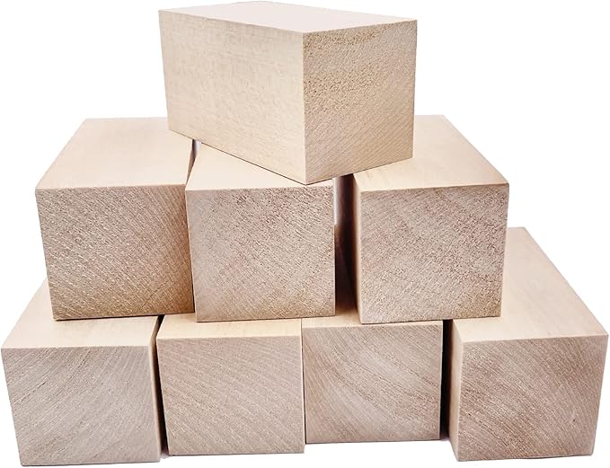 Thiecoc 8 Pcs Basswood for Carving - 4x2x2 Inch Basswood Blocks for Whittling and Wood Craft