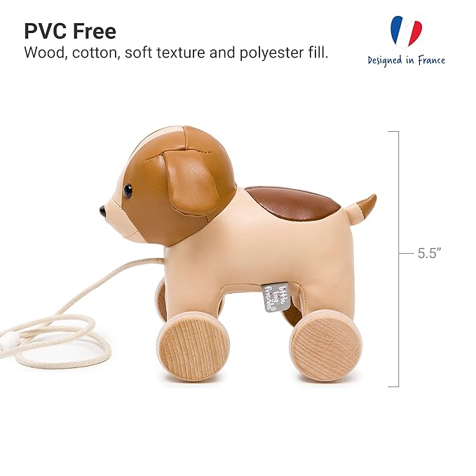 Little Big Friends Dog Pull Toy for Toddlers | Soft Baby Walking Toy with Adjustable Cord | Easy-to-Clean Push & Pull Toy | Adrien The Dog