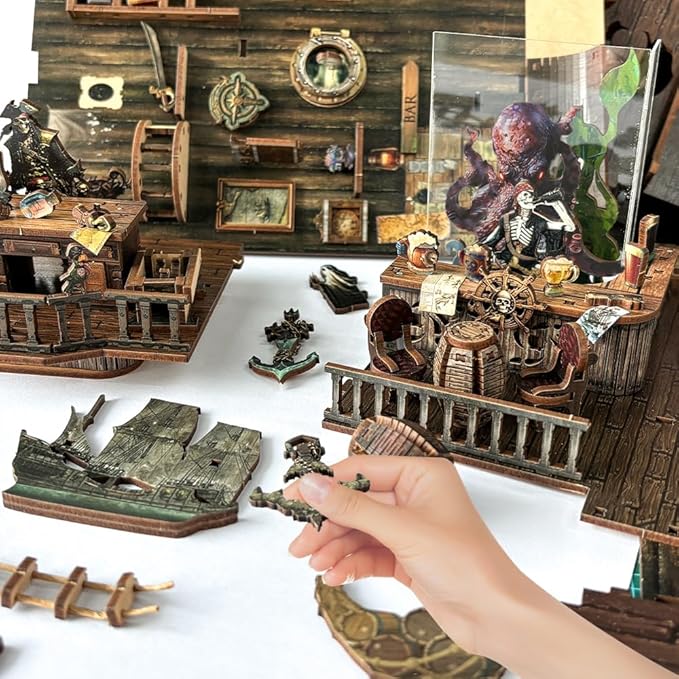 Book nooks DIY Dollhouse kit for Adults Bookshelf Decor with LED Lights 3D Wooden Puzzle Model booknooks Kits Gifts for Family,Friends (New World)