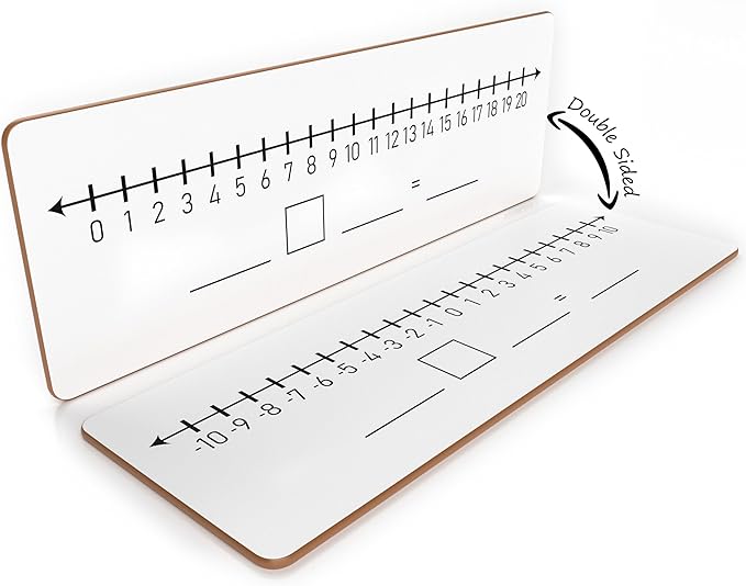 SCRIBBLEDO Negative Number Line Board 4”x12” Inch Lapboard Double Sided White Board Featuring -10 Through +10 Number Line & 0-20 Dry Erase Students Desk Whiteboard Math Manipulatives