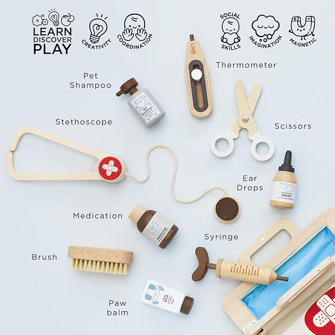 Le Toy Van – Animal Vet Set | Wooden Role Play Set - Suitable for Ages 3+ Years