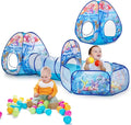 3 in 1 Mermaid Kids Play Tent with Play Tunnel, Ball Pit, Basketball Hoop for Boys & Girls, Toddler Pop Up Playhouse Toy for Baby Indoor/Outdoor, Gift for Year Old Child