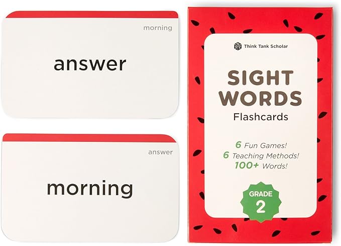 Think Tank Scholar 2nd Grade Sight Words Flash Cards (Second Grade) Pack - 100+ Dolch & Fry High Freqency Flashcards - Learn to Read, Learning for Kids Ages 6,7,8,9 Homeschool/Classroom/Remote