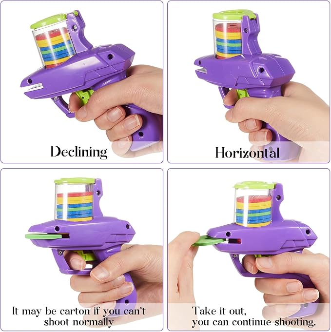 Sumind 2 Pcs Foam Disc Shooter Zip Shot Shooter Disc Launcher (Orange,Purple)